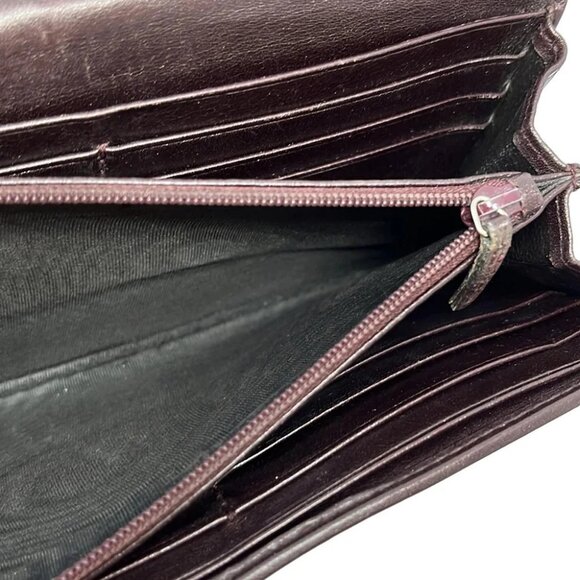 GUCCI Lovely Dark Brown Gold Leather - Long Wallet - Picture 4 of 5